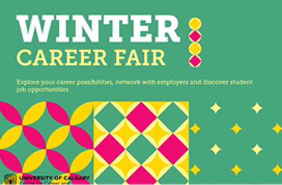 Promotional graphic for a winter career fair hosted by the University of Calgary.