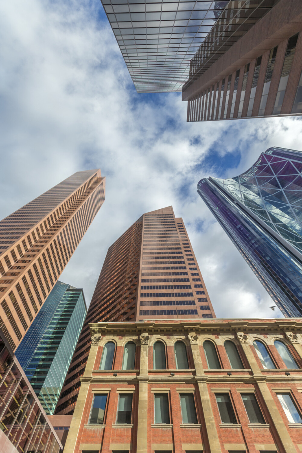 Glass Skyscrapers Street Scene in Calgary